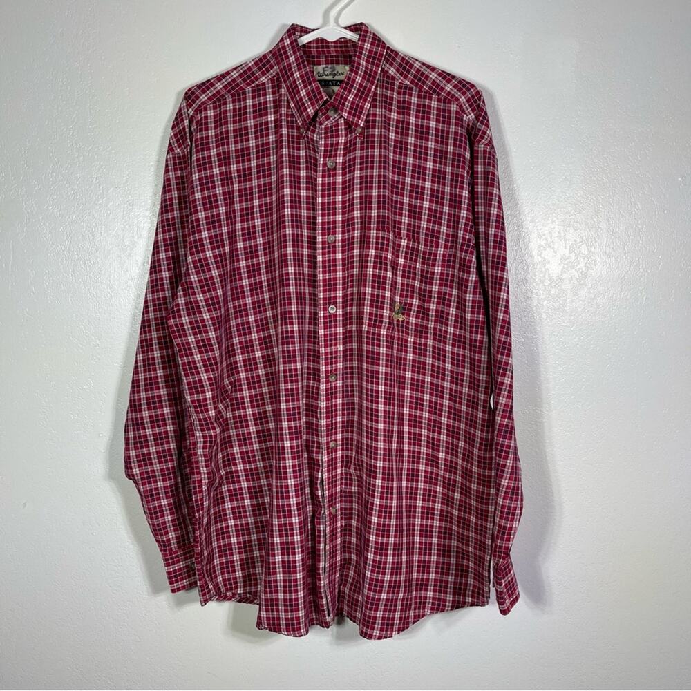Wrangler Riata, Plaid Button Down Shirt. Very Thin. Similar to size XL.